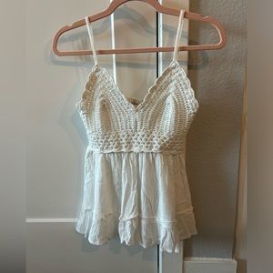 White Flowy Crochet Top